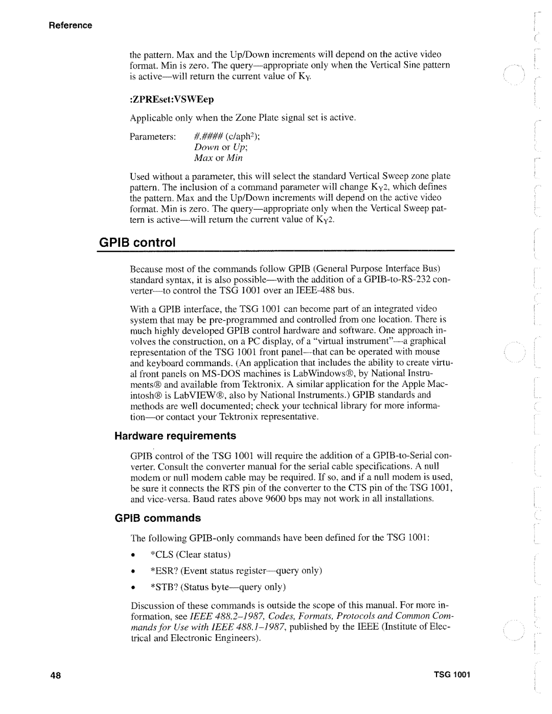 Tektronix TSG 1001 manual 