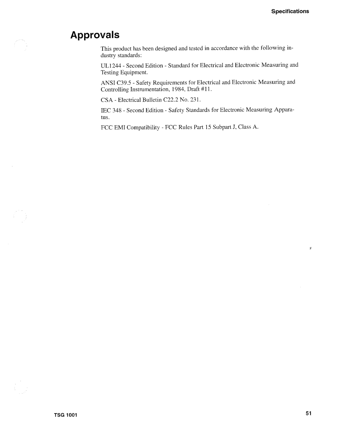 Tektronix TSG 1001 manual 