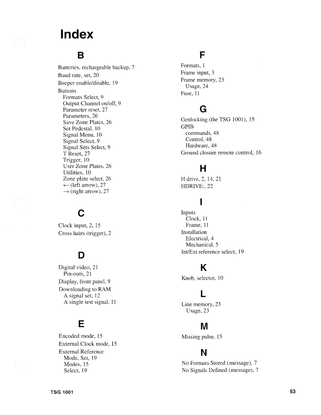 Tektronix TSG 1001 manual 