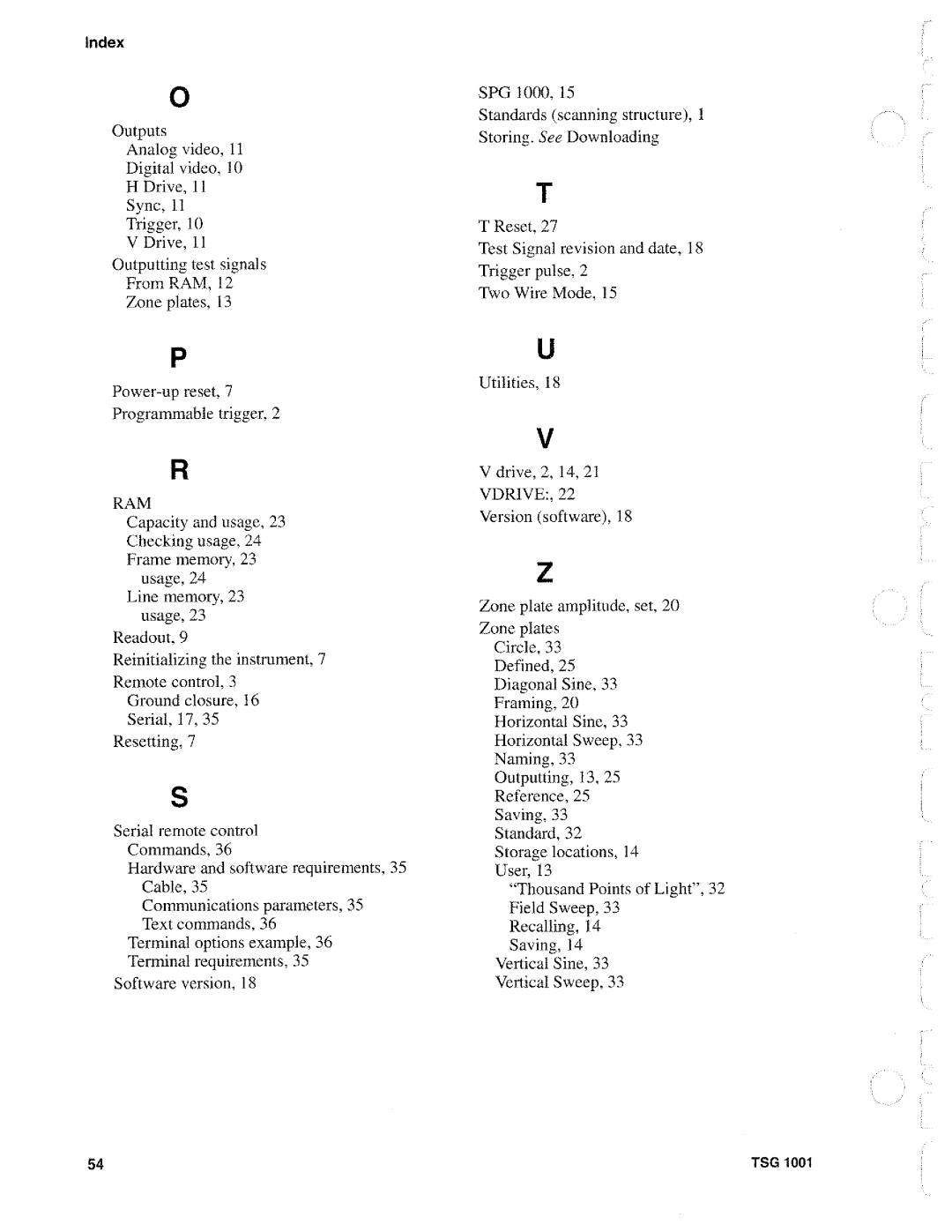 Tektronix TSG 1001 manual 