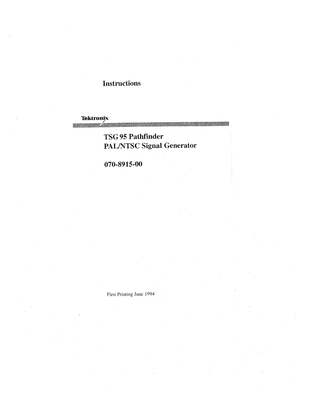 Tektronix TSG 95 manual 