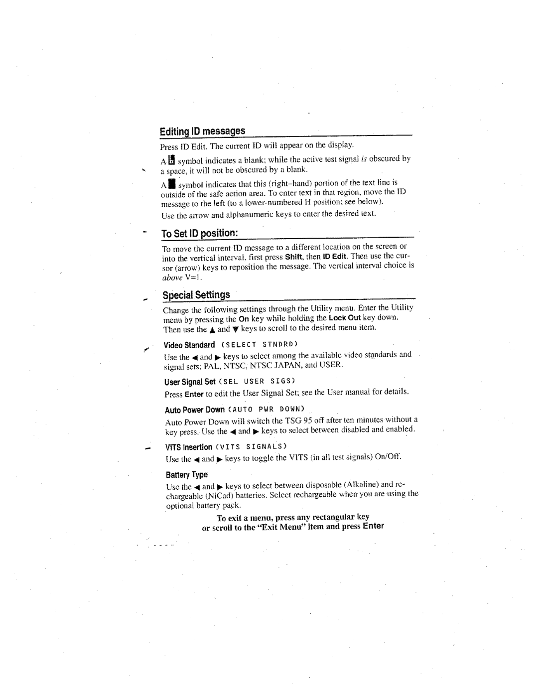 Tektronix TSG 95 manual 