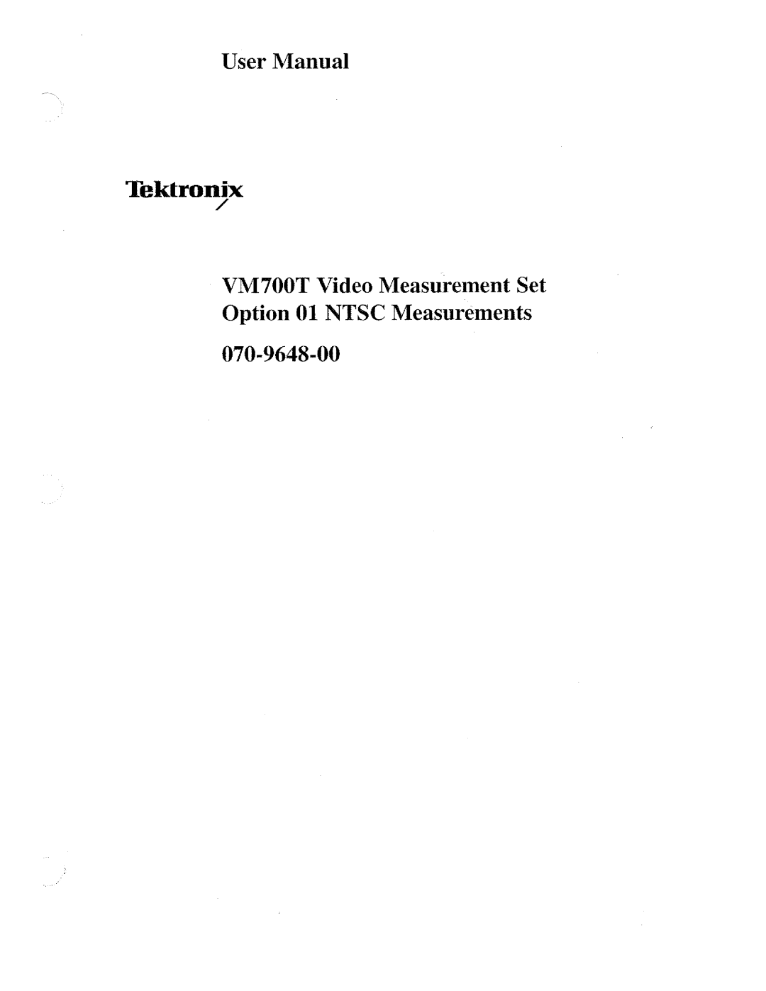 Tektronix VM700T manual 