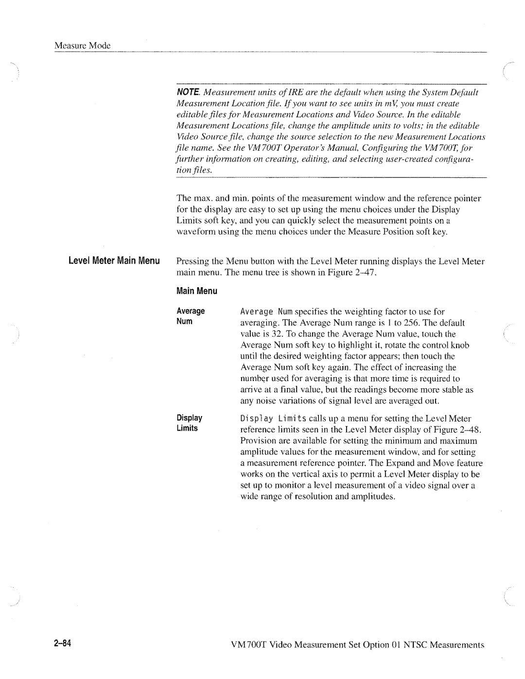 Tektronix VM700T manual 