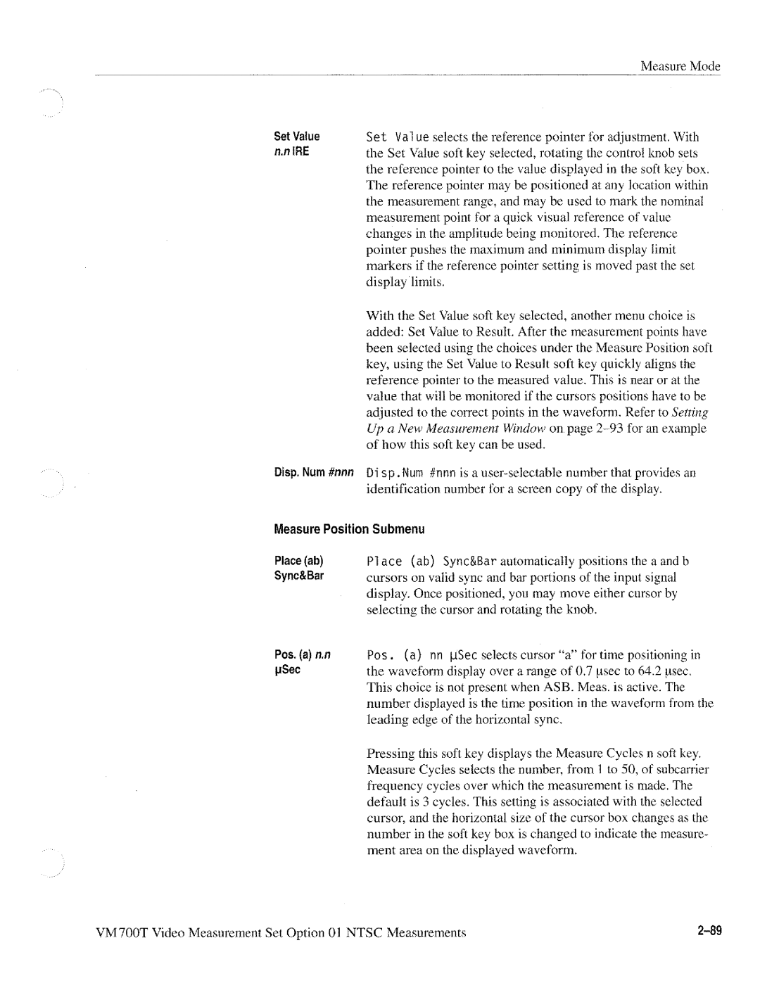 Tektronix VM700T manual 