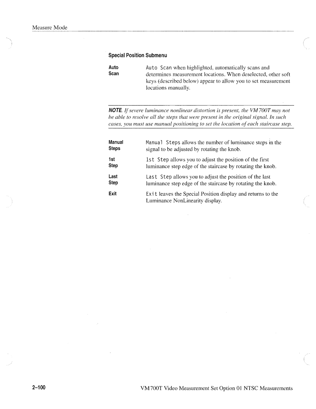 Tektronix VM700T manual 