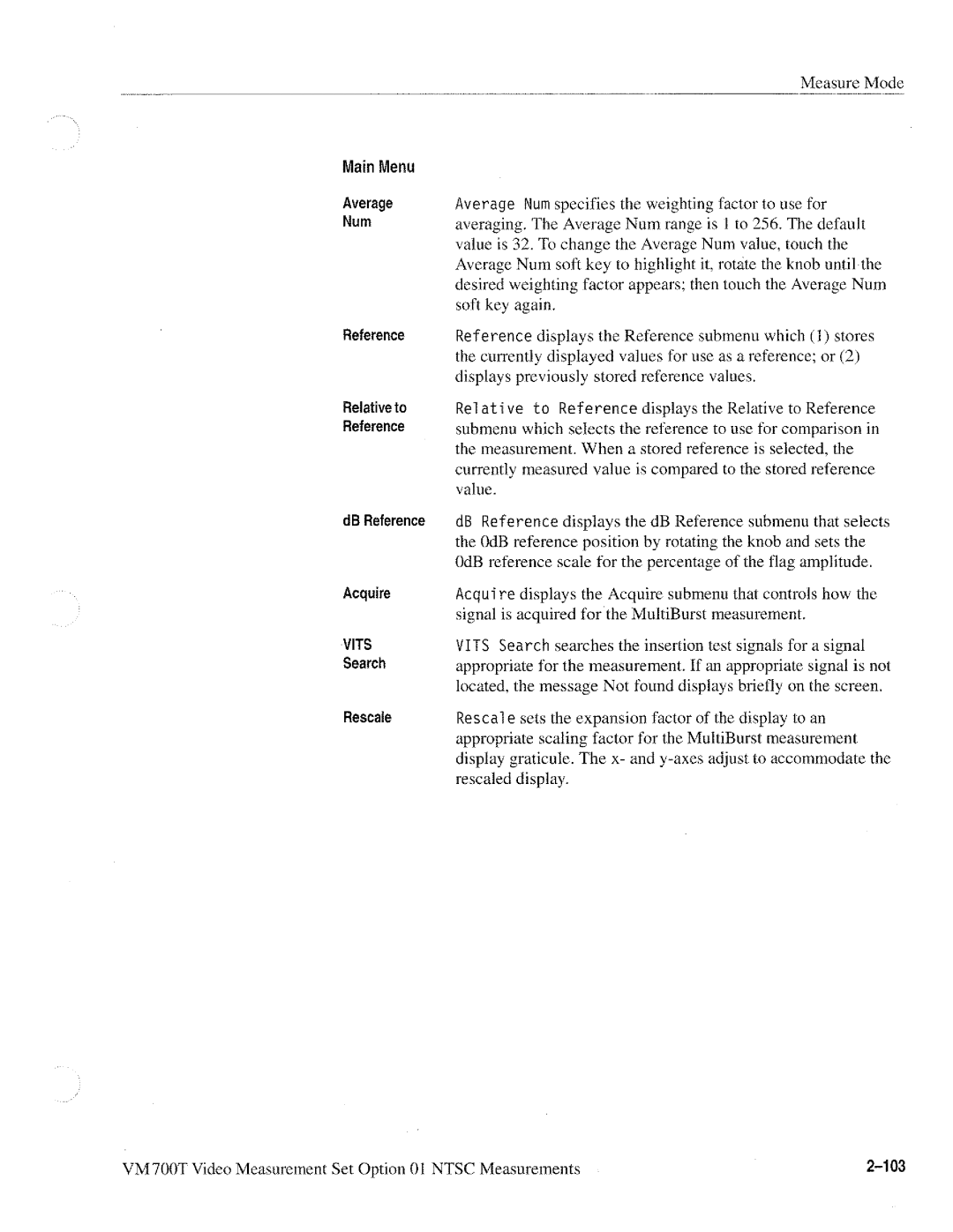 Tektronix VM700T manual 