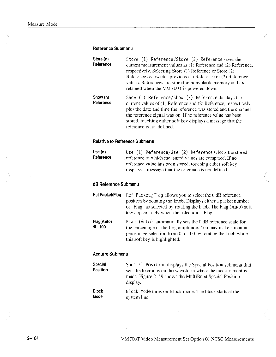 Tektronix VM700T manual 