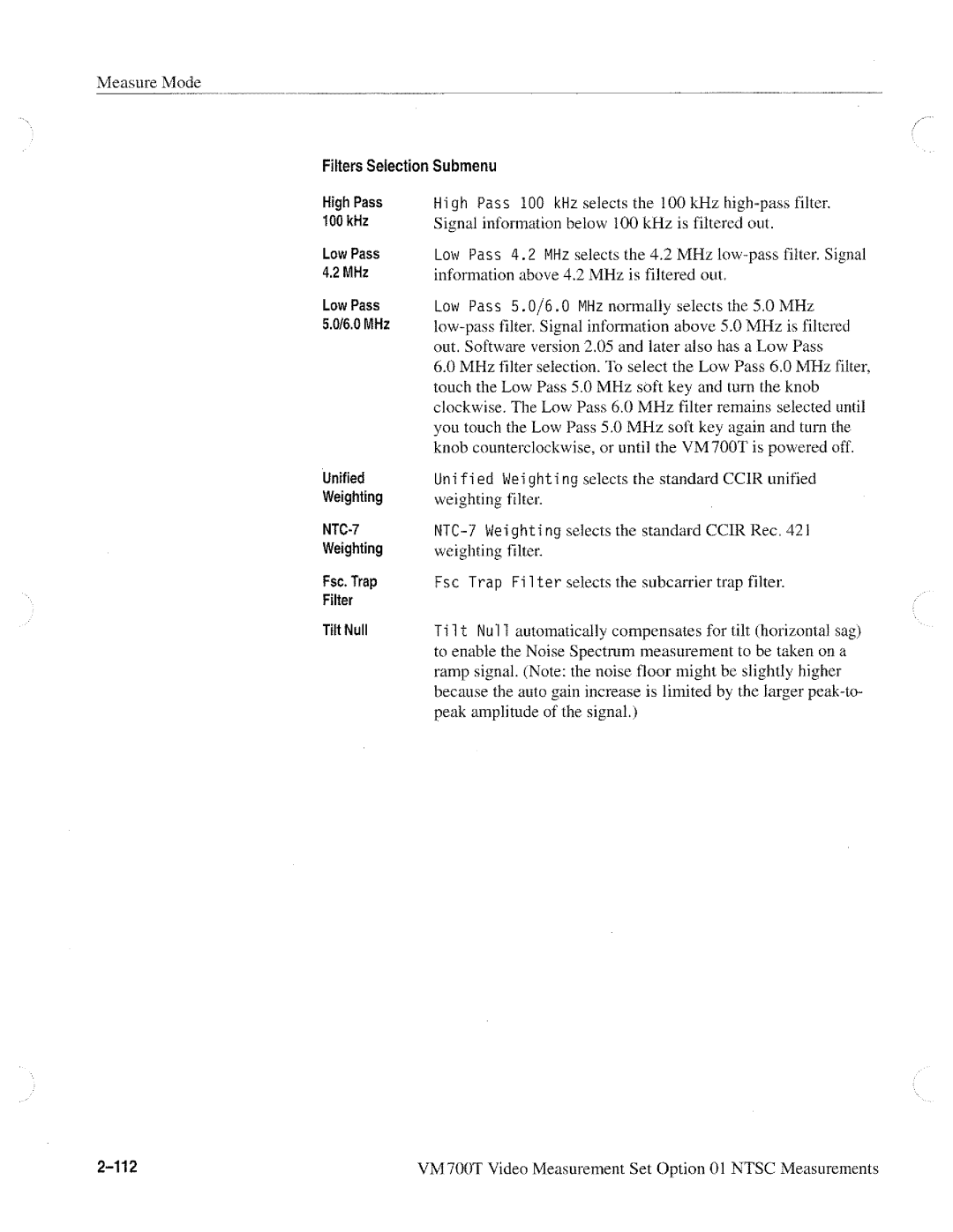 Tektronix VM700T manual 