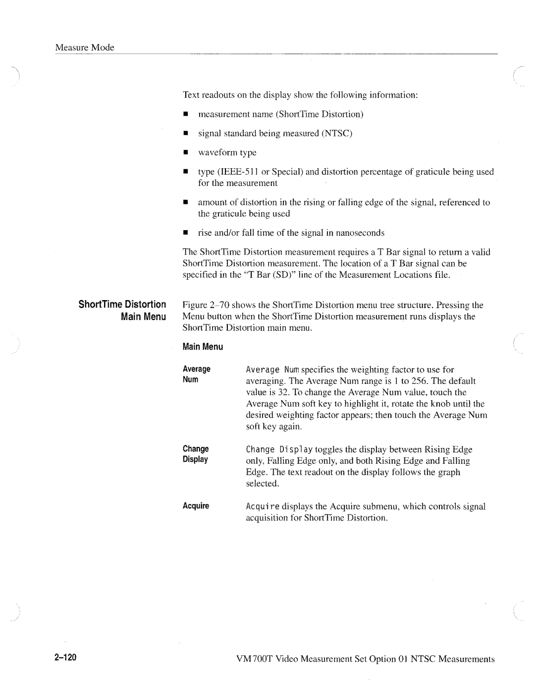 Tektronix VM700T manual 