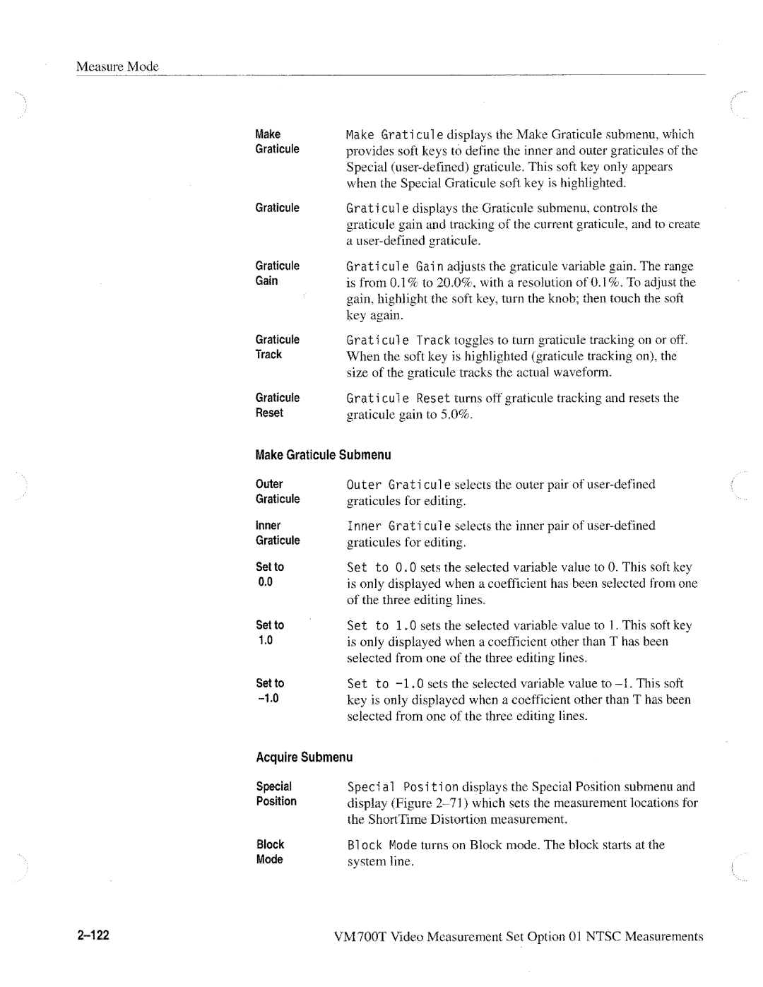 Tektronix VM700T manual 