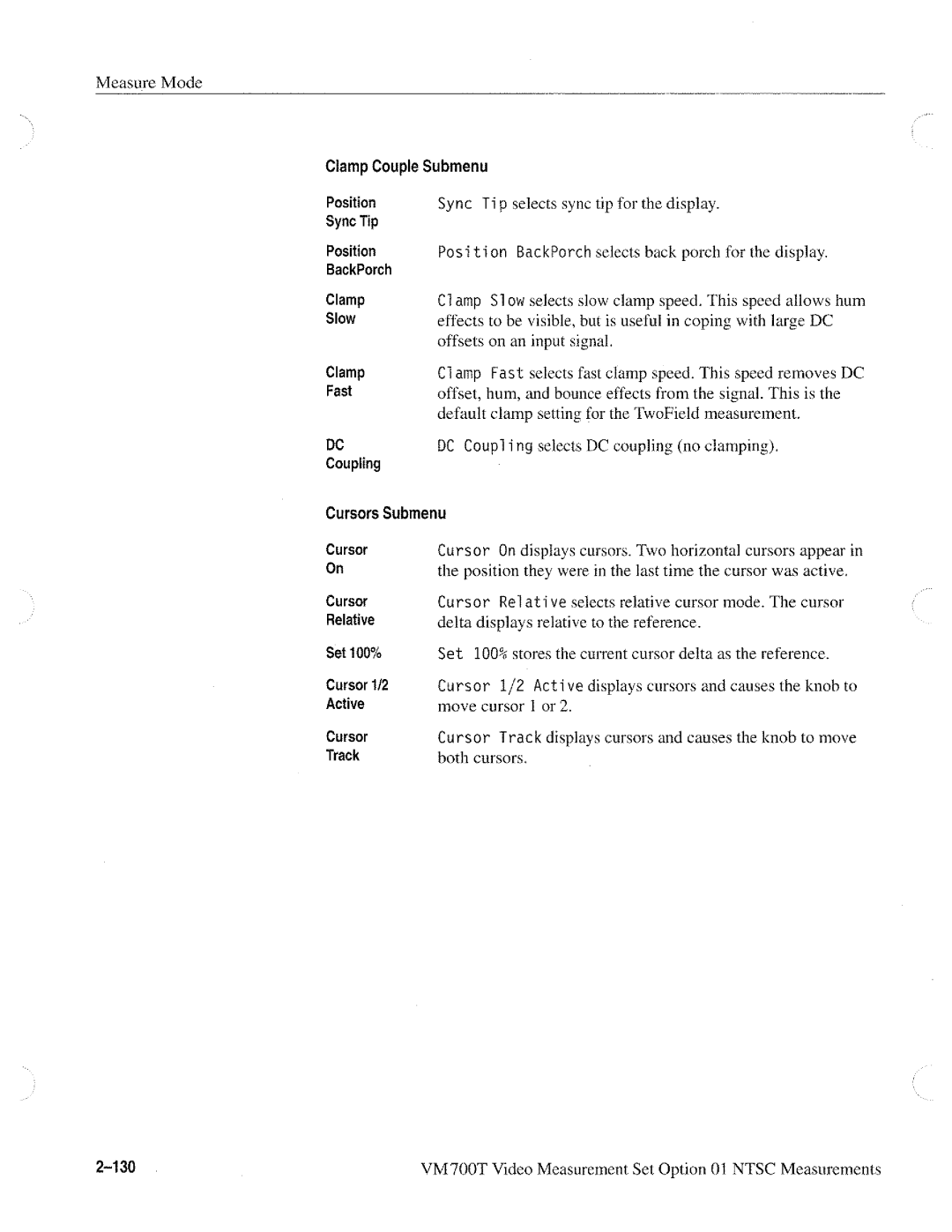 Tektronix VM700T manual 