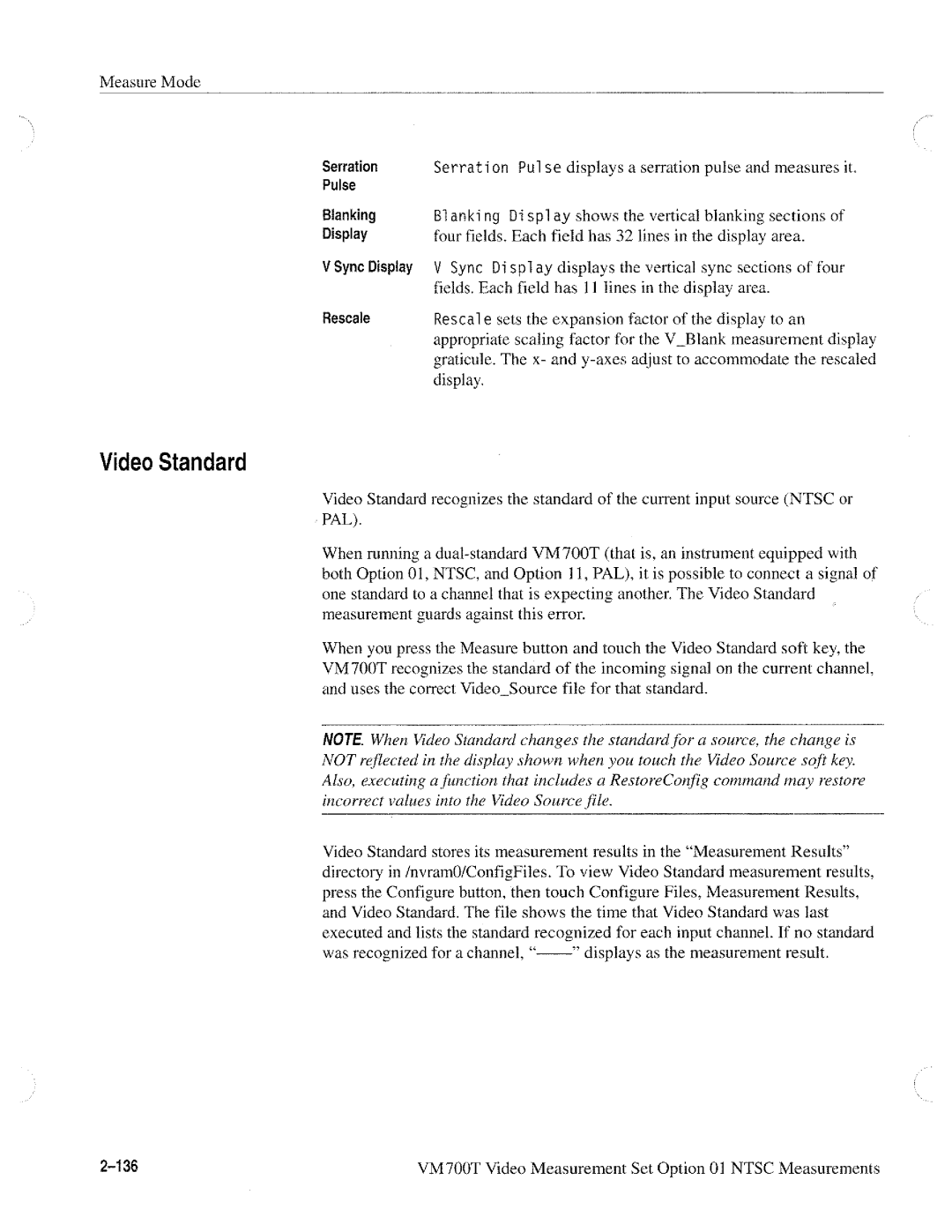 Tektronix VM700T manual 