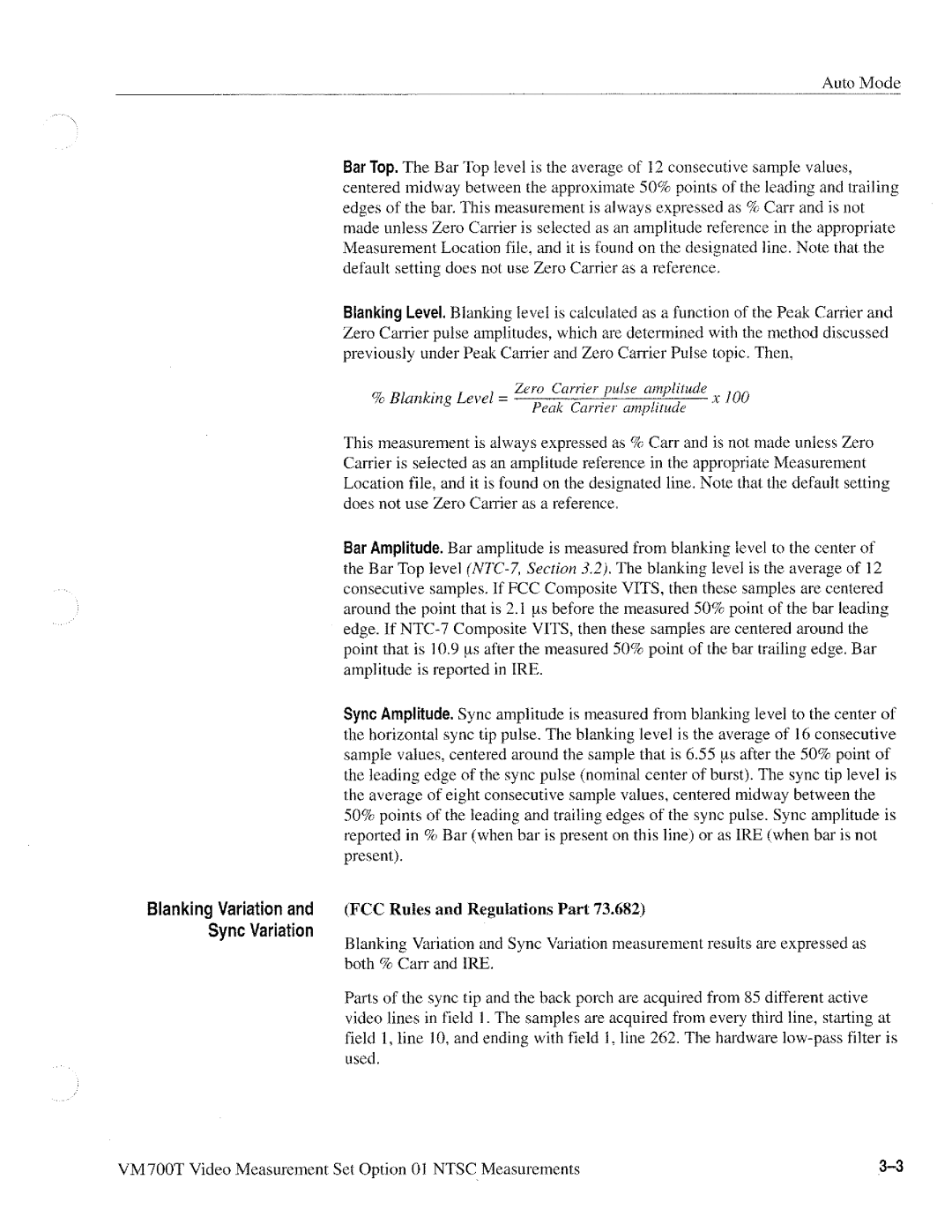 Tektronix VM700T manual 