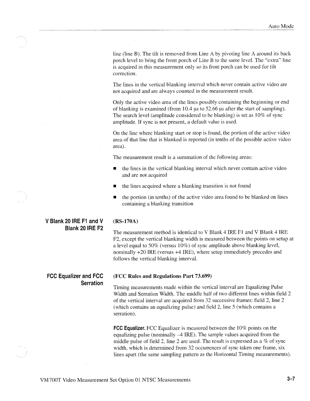 Tektronix VM700T manual 