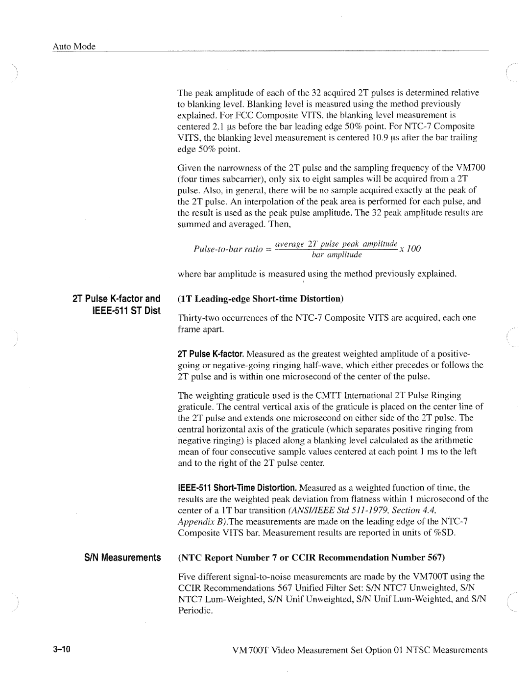 Tektronix VM700T manual 