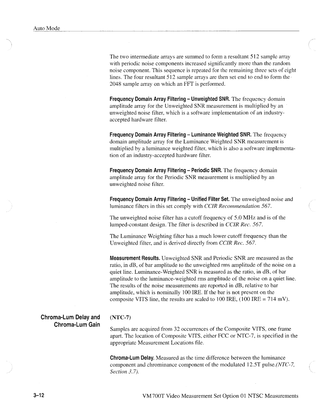 Tektronix VM700T manual 