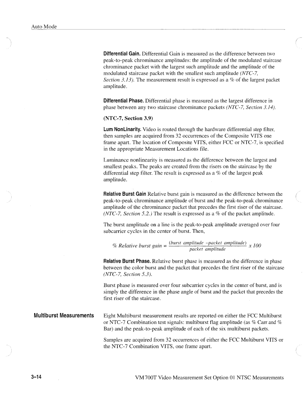 Tektronix VM700T manual 