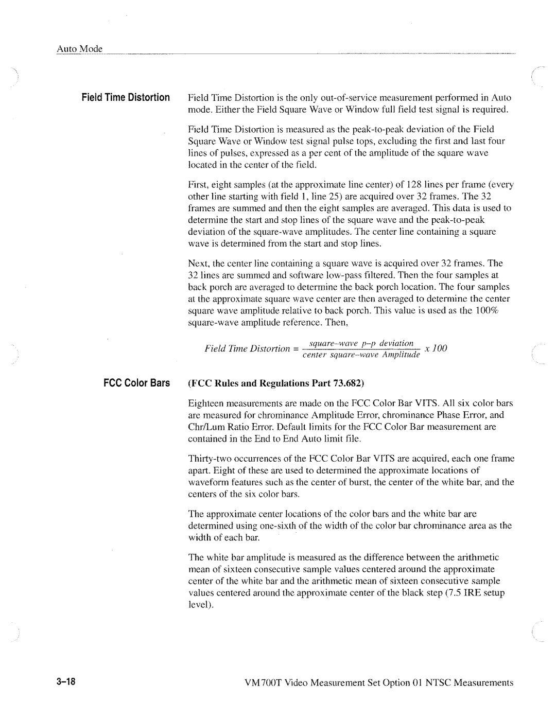 Tektronix VM700T manual 