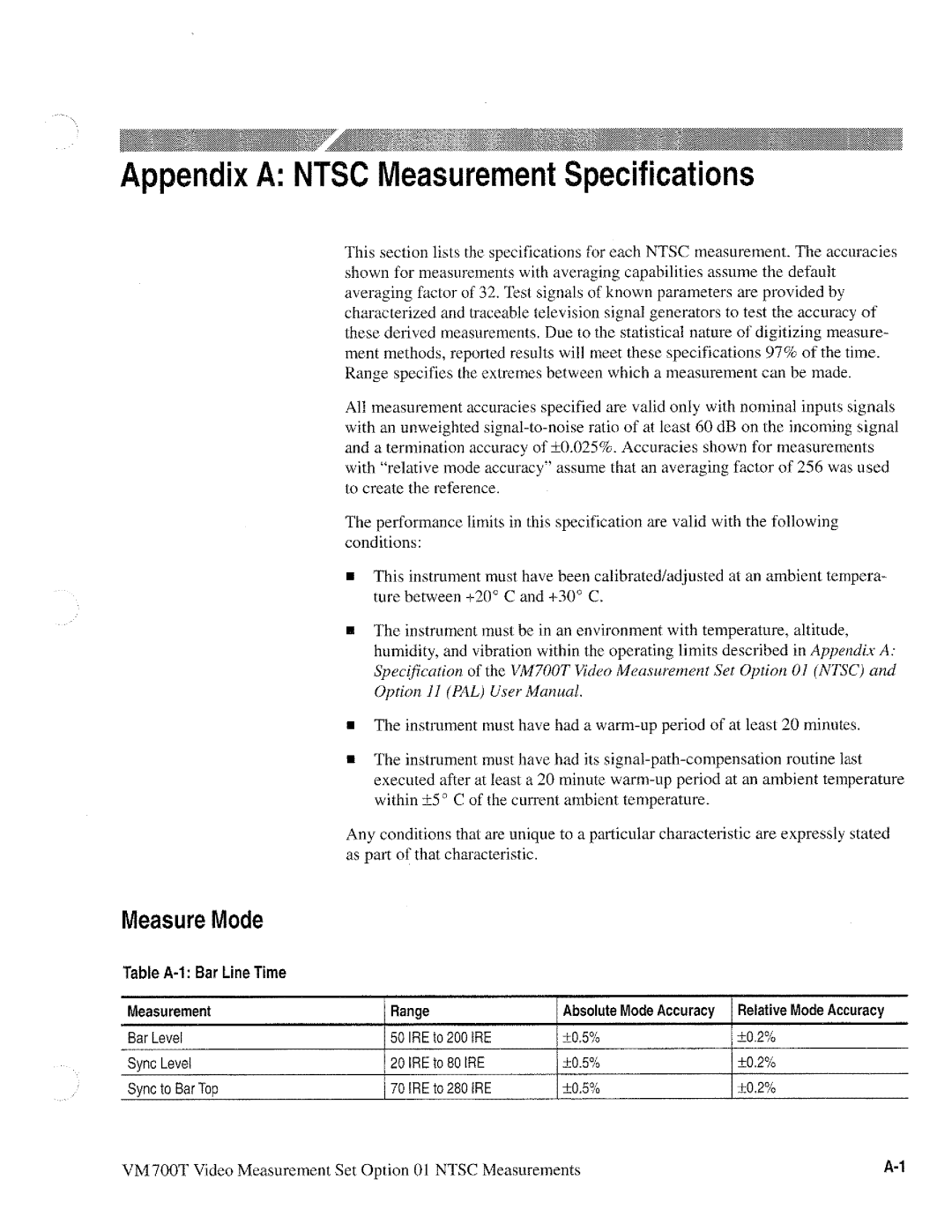 Tektronix VM700T manual 