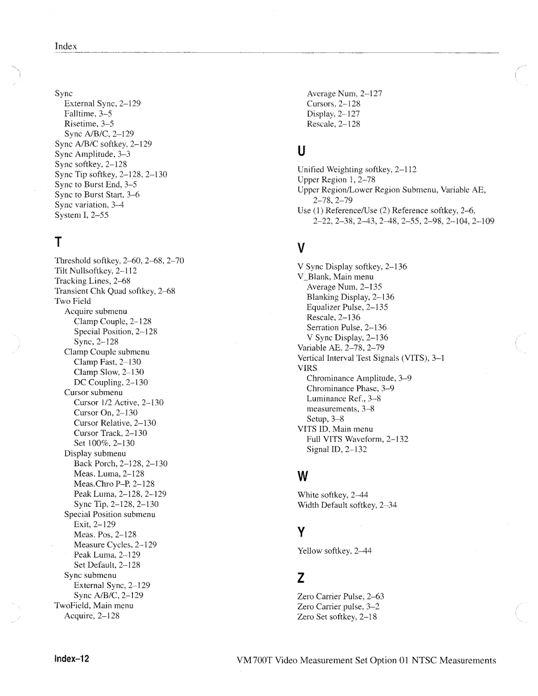 Tektronix VM700T manual 