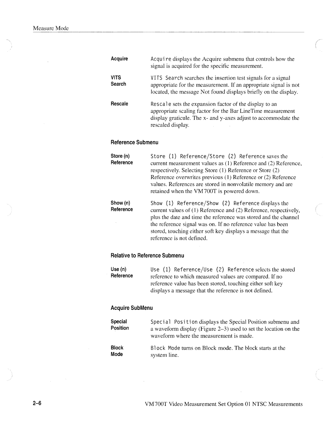 Tektronix VM700T manual 