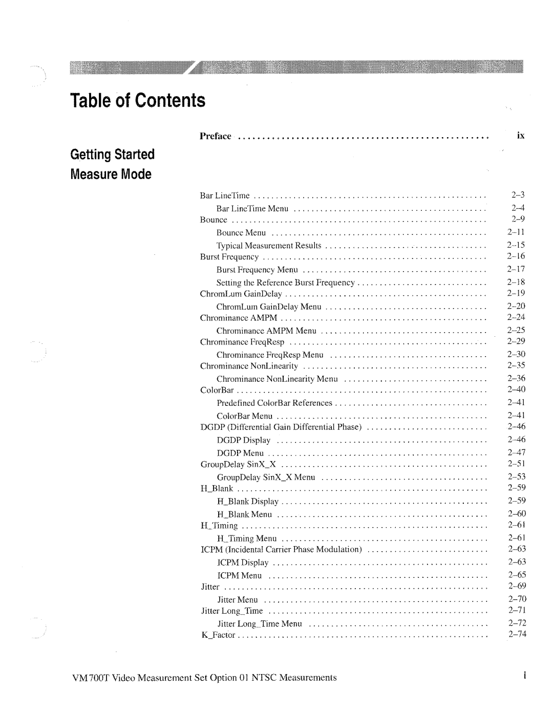 Tektronix VM700T manual 