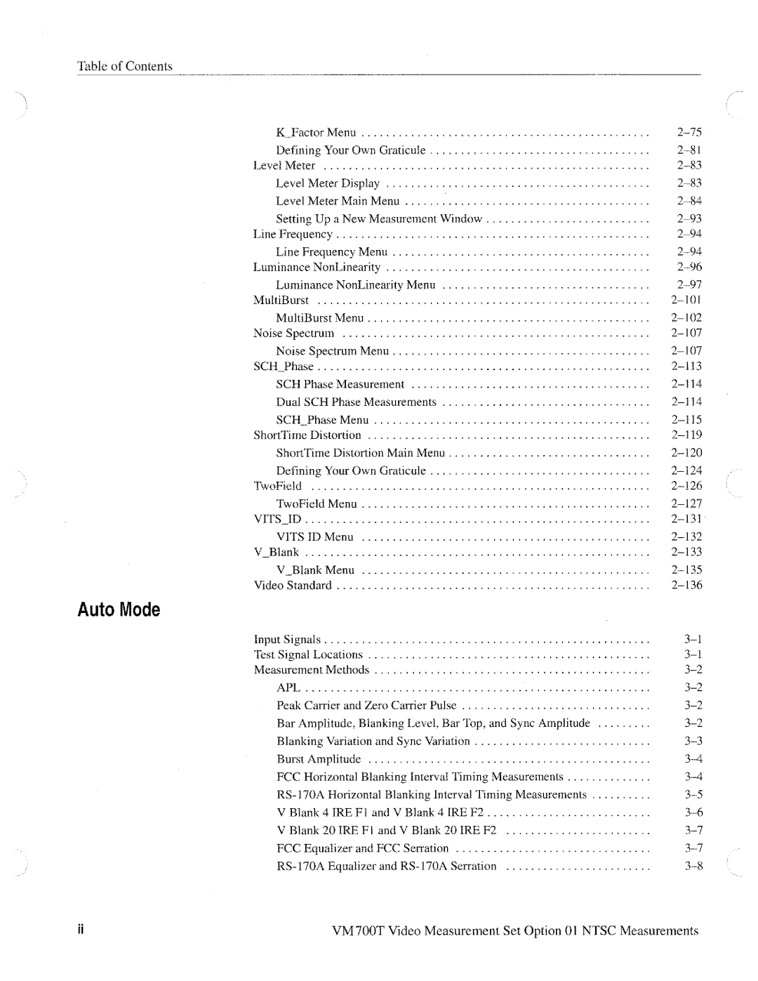 Tektronix VM700T manual 