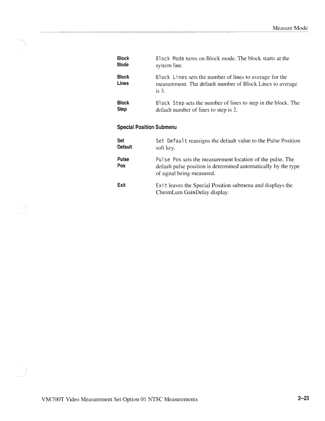 Tektronix VM700T manual 