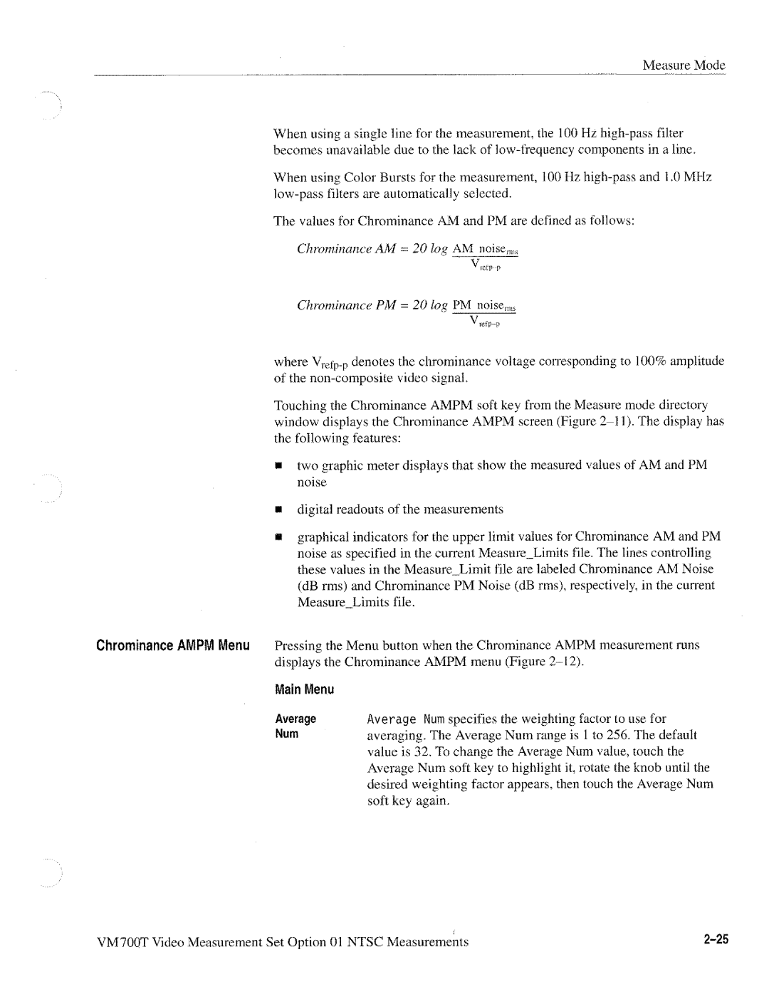 Tektronix VM700T manual 