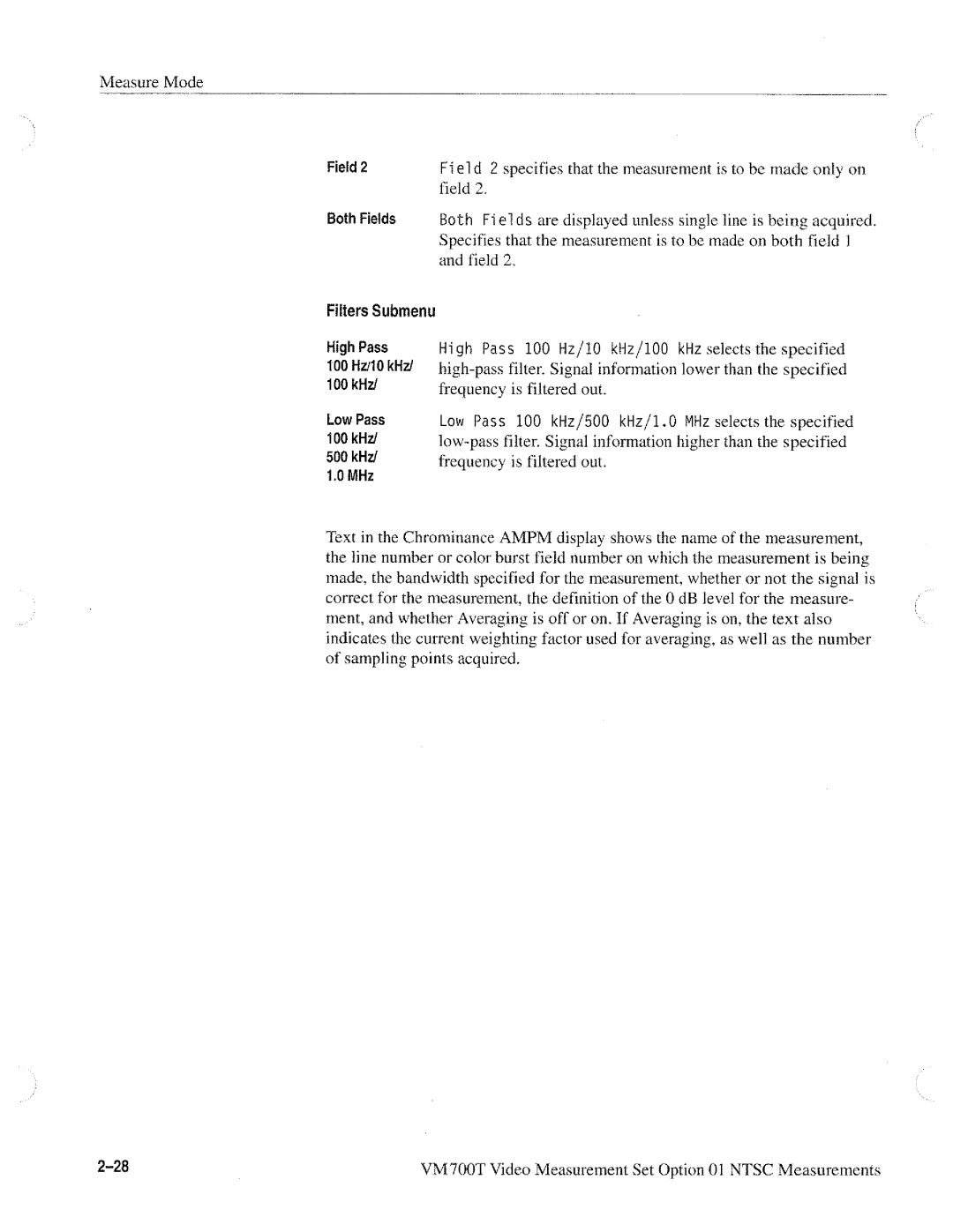 Tektronix VM700T manual 