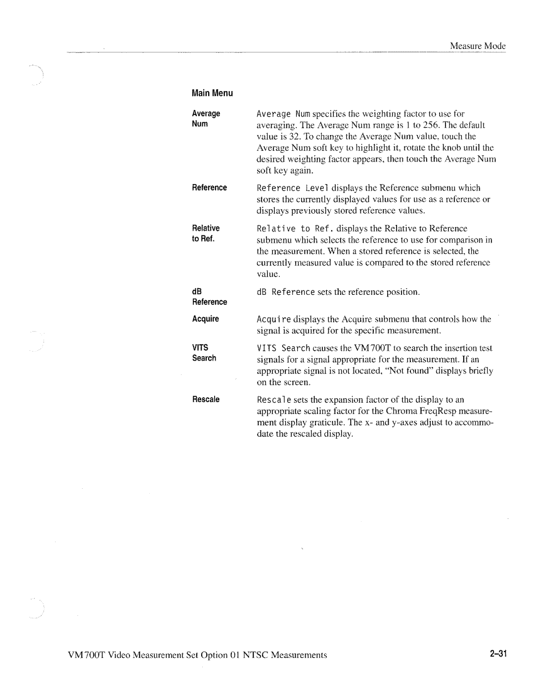 Tektronix VM700T manual 