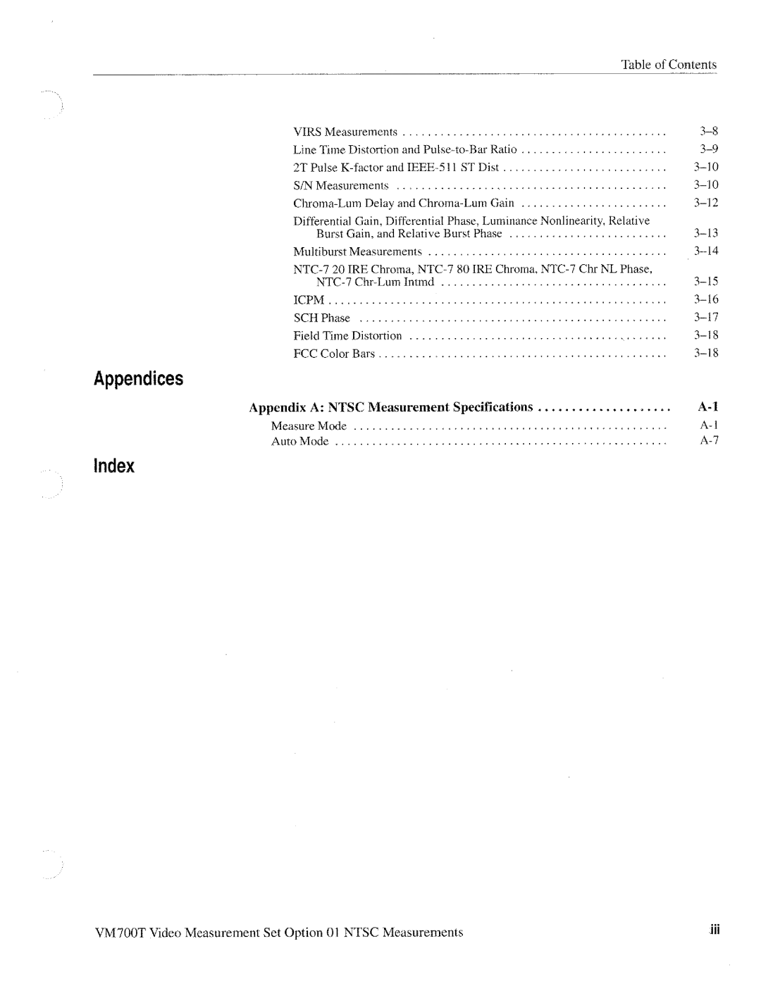 Tektronix VM700T manual 