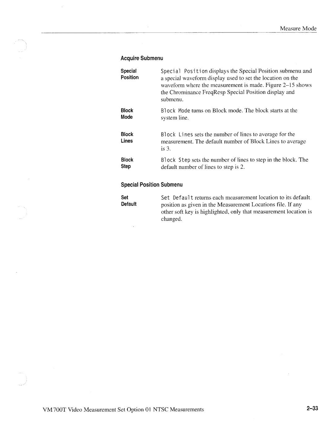 Tektronix VM700T manual 