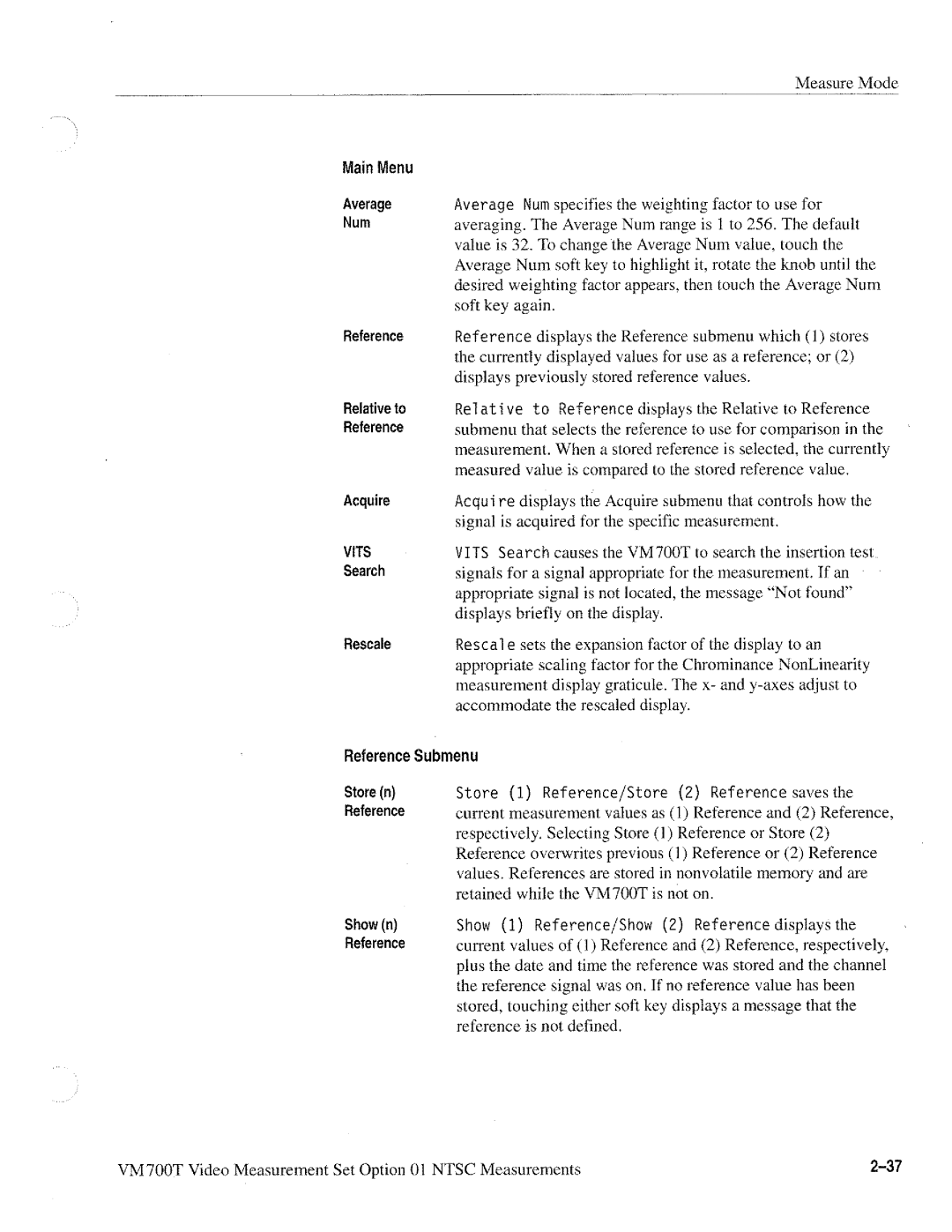 Tektronix VM700T manual 