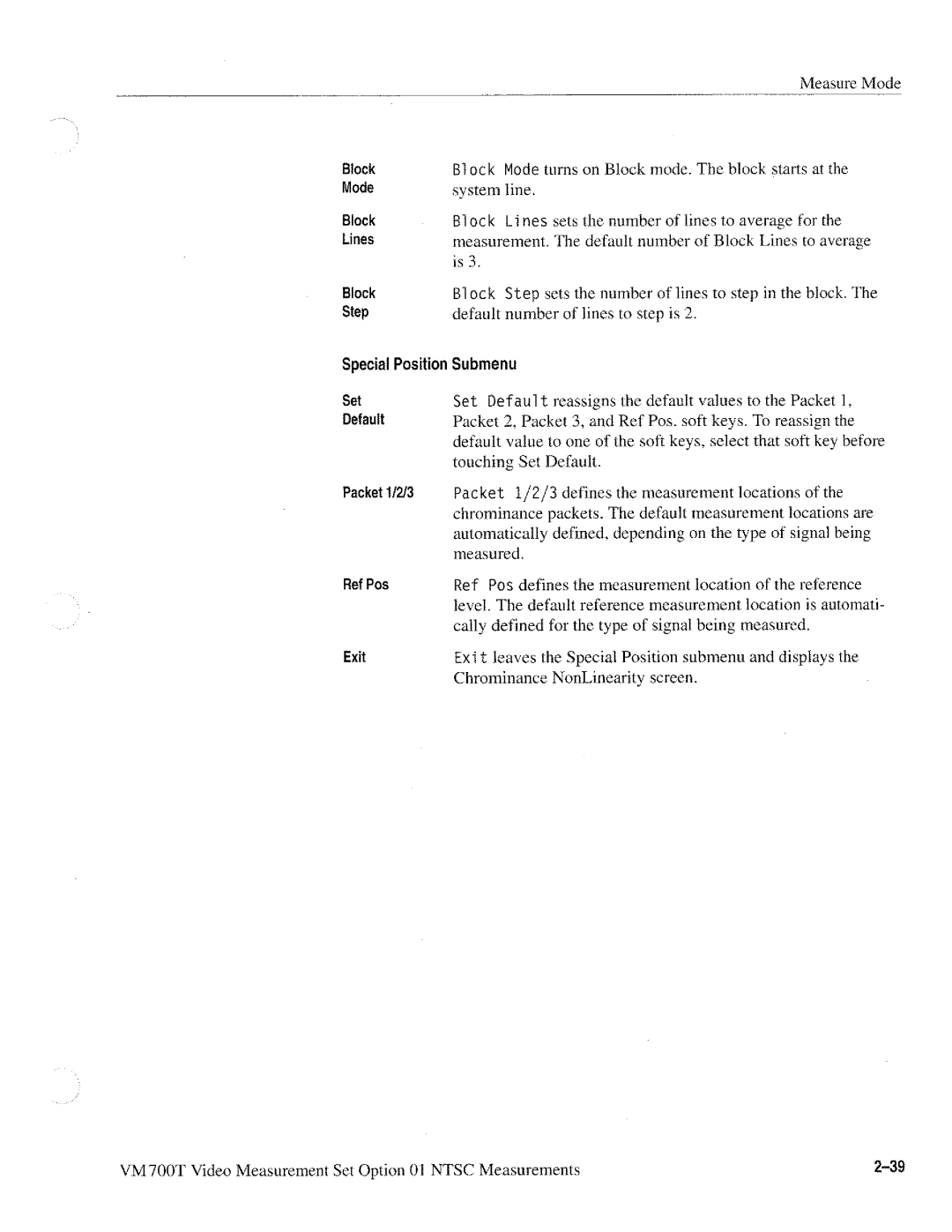 Tektronix VM700T manual 