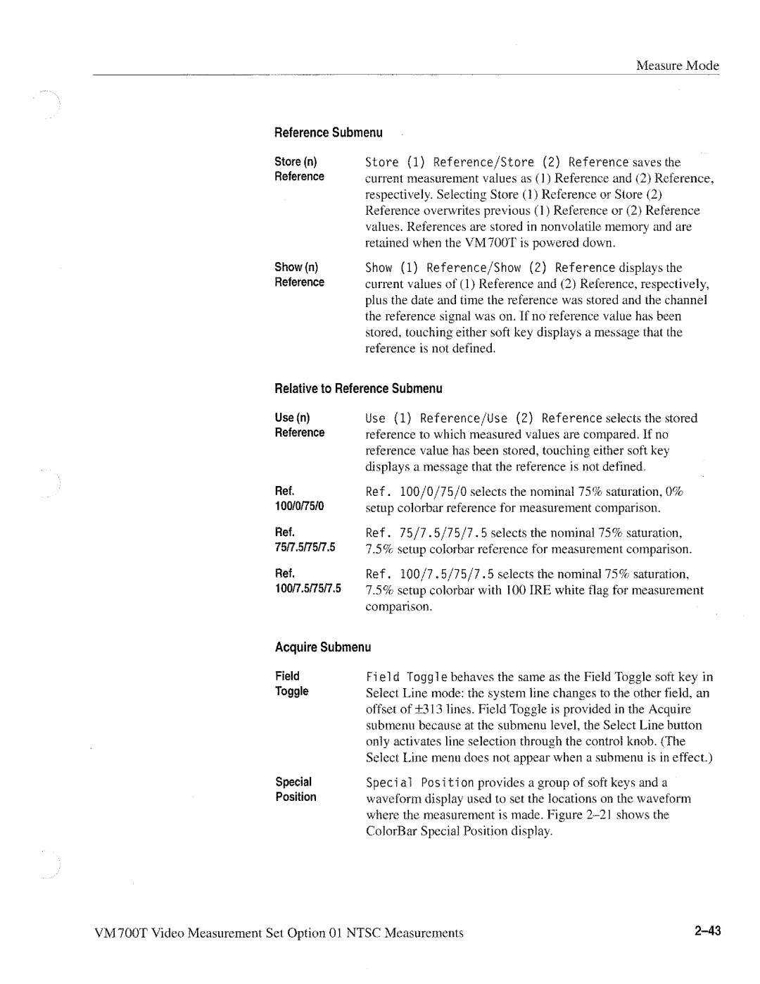 Tektronix VM700T manual 