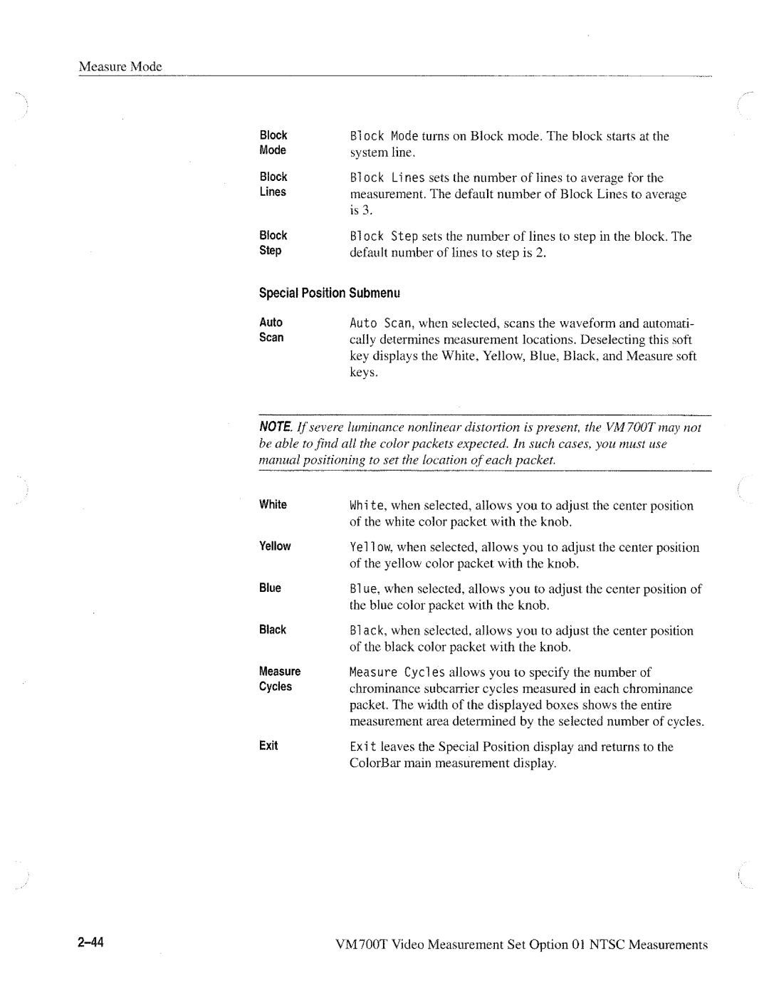 Tektronix VM700T manual 