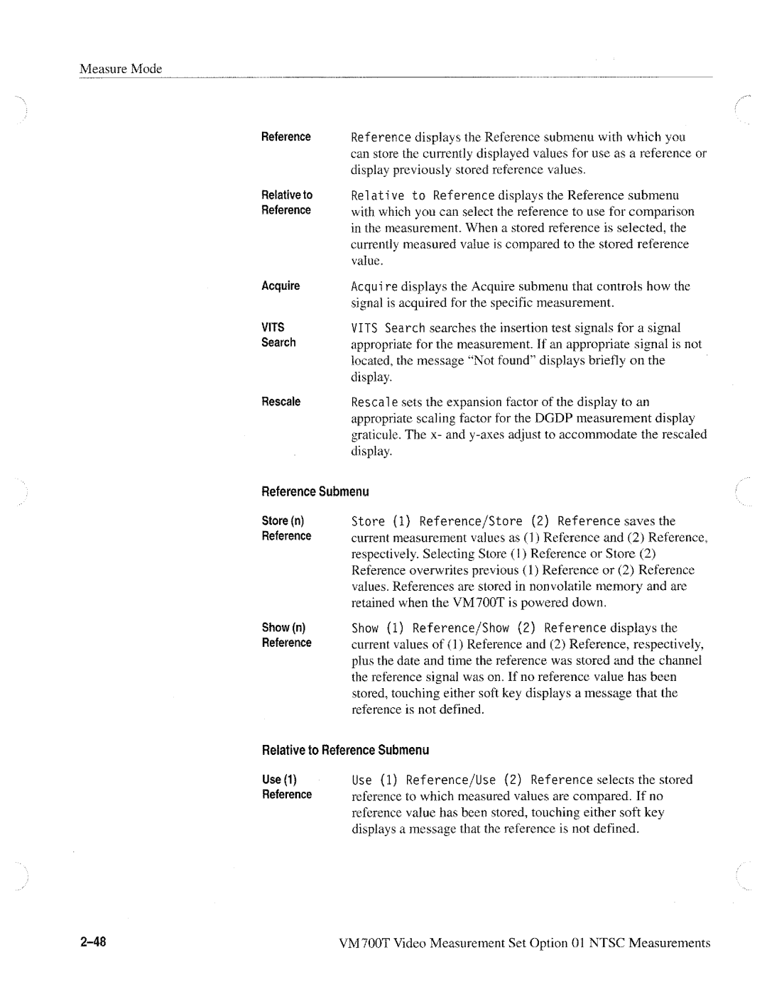 Tektronix VM700T manual 