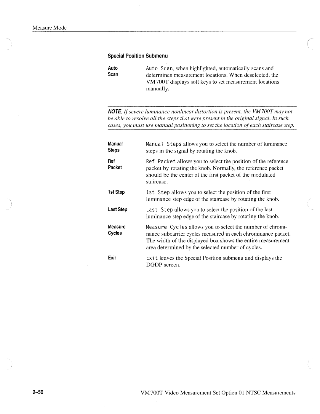 Tektronix VM700T manual 