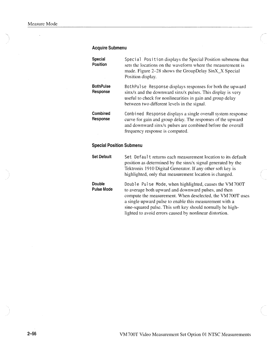 Tektronix VM700T manual 