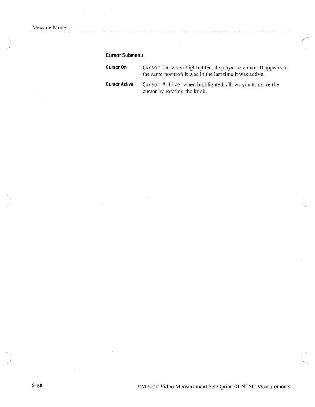 Tektronix VM700T manual 