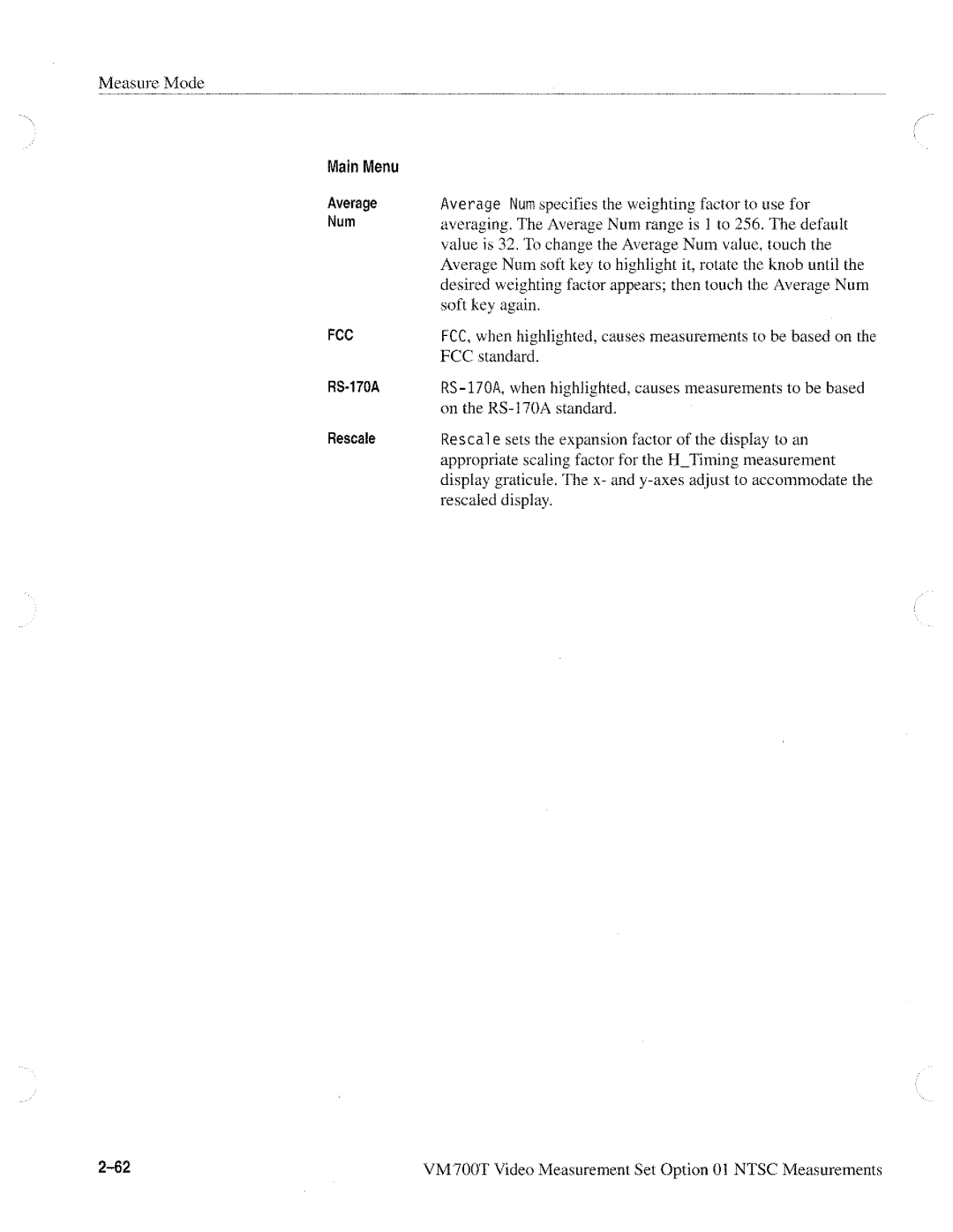 Tektronix VM700T manual 