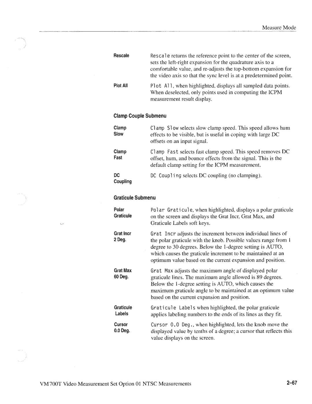 Tektronix VM700T manual 