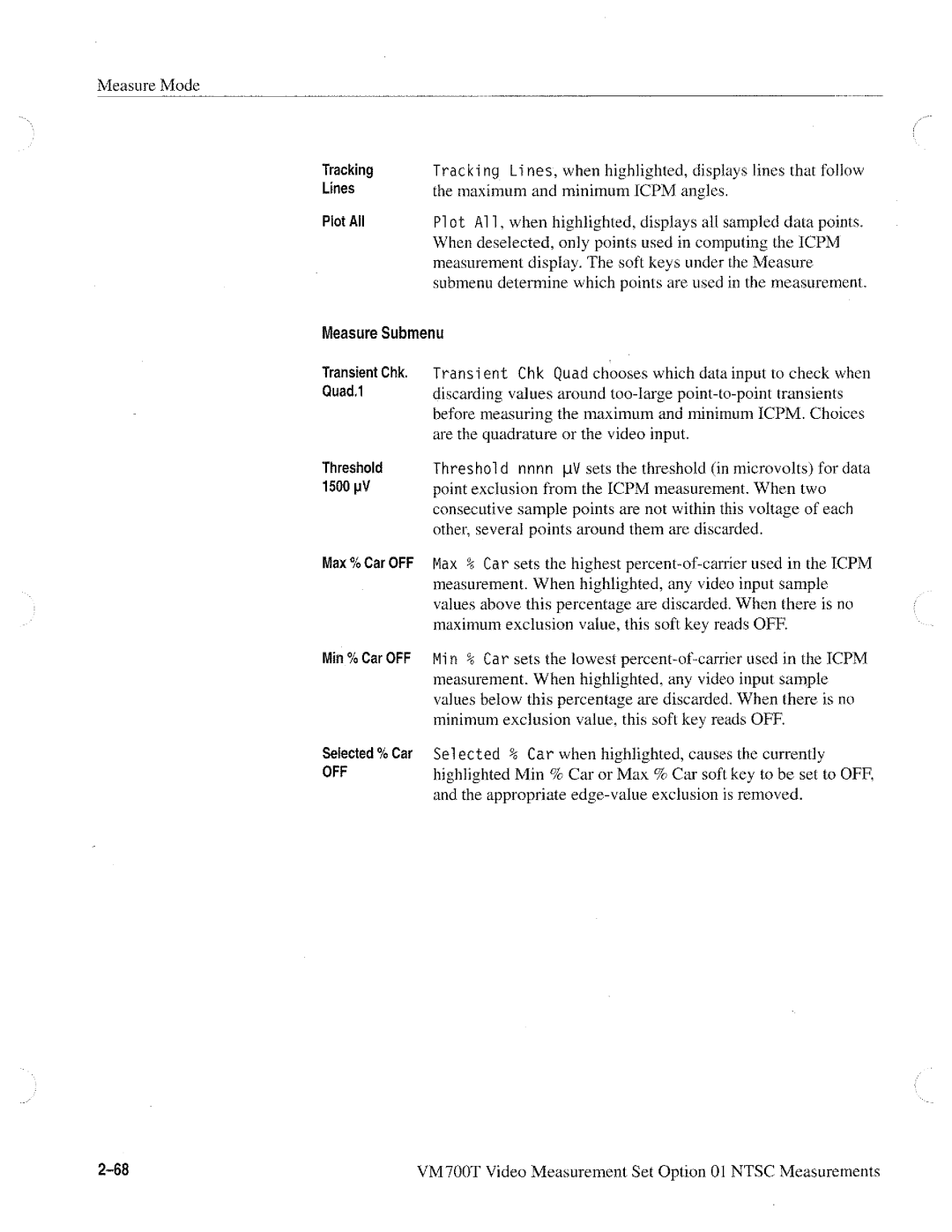 Tektronix VM700T manual 