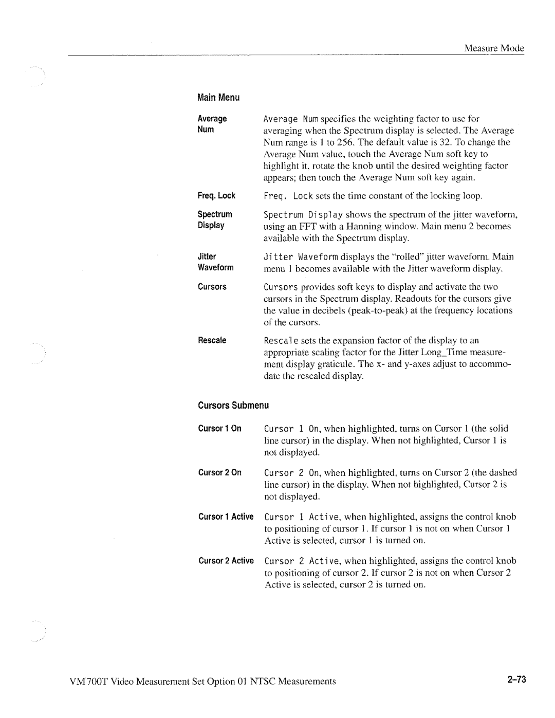 Tektronix VM700T manual 