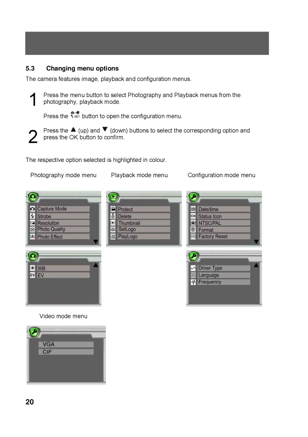 Tekxon Technology K3 manual Changing menu options 