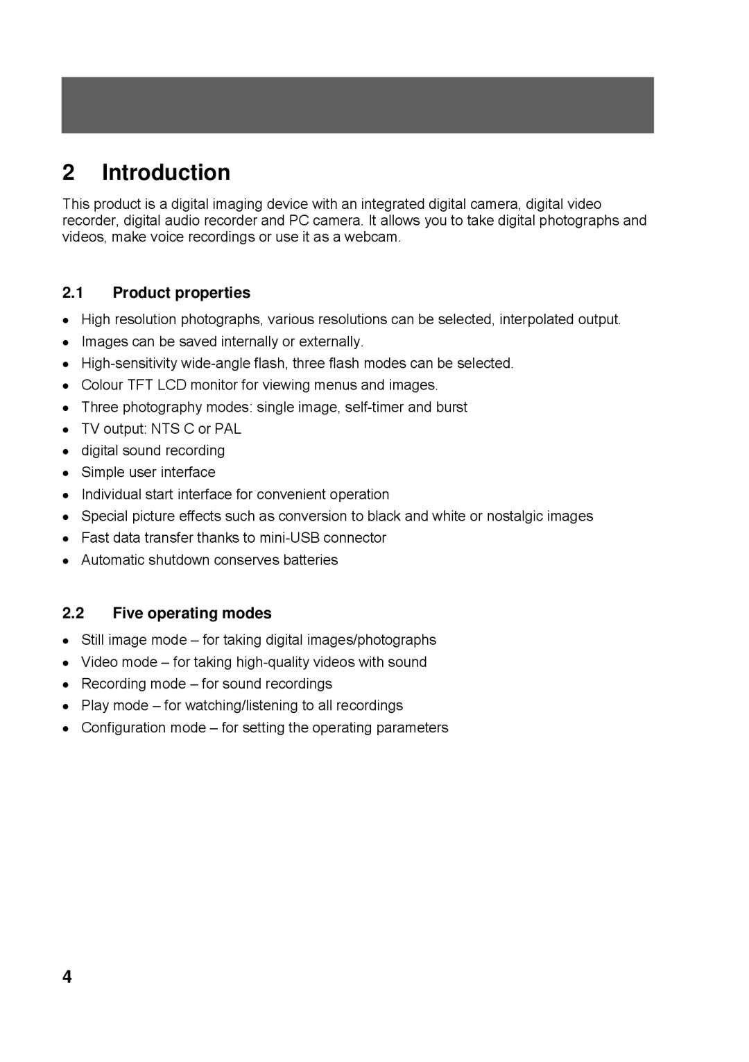 Tekxon Technology K3 manual Introduction, Product properties, Five operating modes 