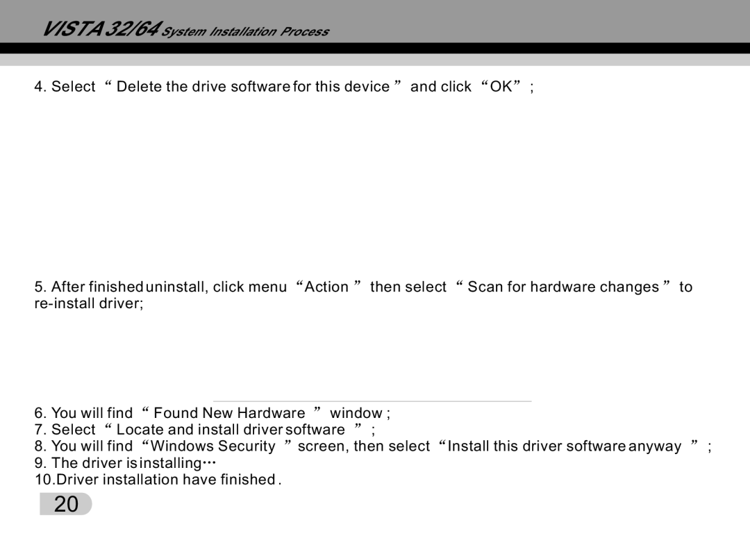 Tekxon Technology K5 manual Vista 32/64 System Installation Process 