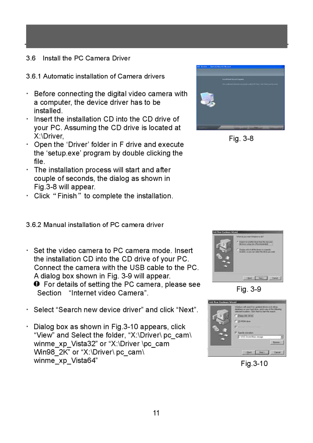 Tekxon Technology V5300 manual Manual installation of PC camera driver 